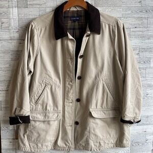 Lands End Barn Coat Chore Jacket plaid flannel blanket lined womens XL vintage